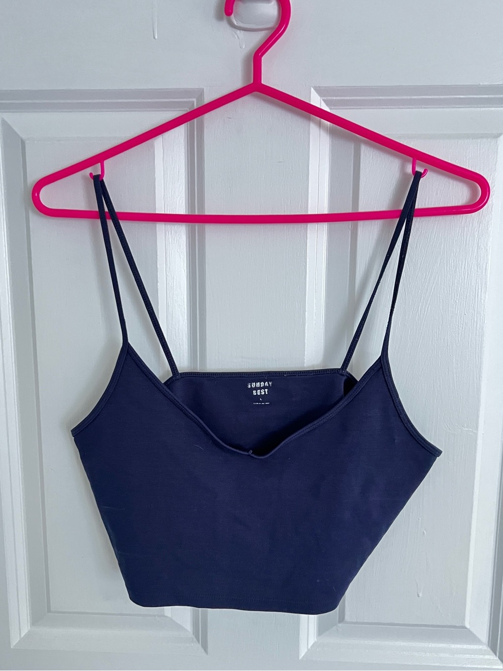 Sunday Best Women's Navy Spaghetti Strap Cropped Tank Top